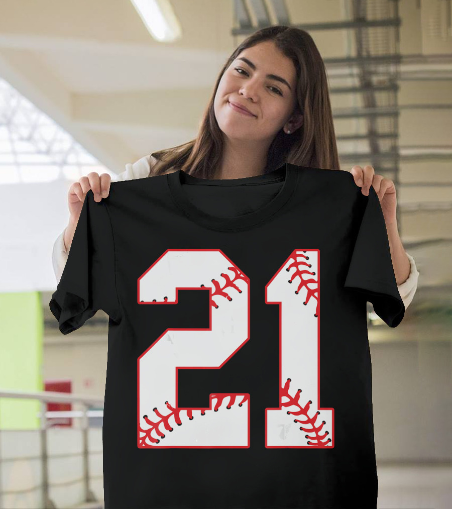 Twenty First Birthday Party 21th Baseball Number T-Shirt