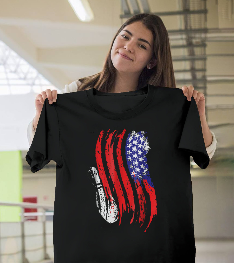 USA Bowling Flag Patriotic Tenpin Bowler T-Shirt