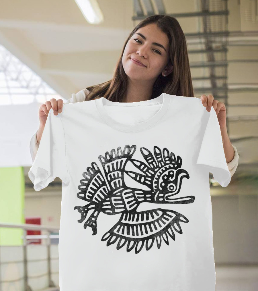 Vintage Aztec Drawing Bird Archeology T-Shirt