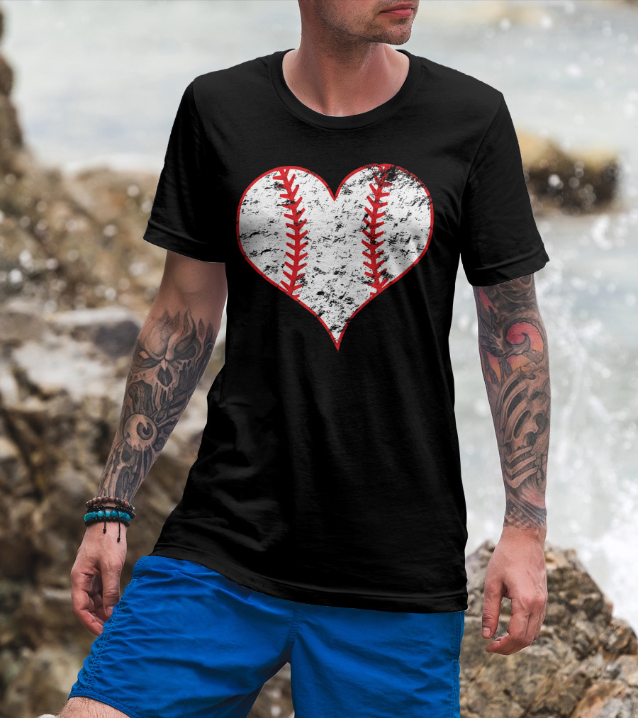 Vintage Heart Shaped Baseball Love T-Shirt