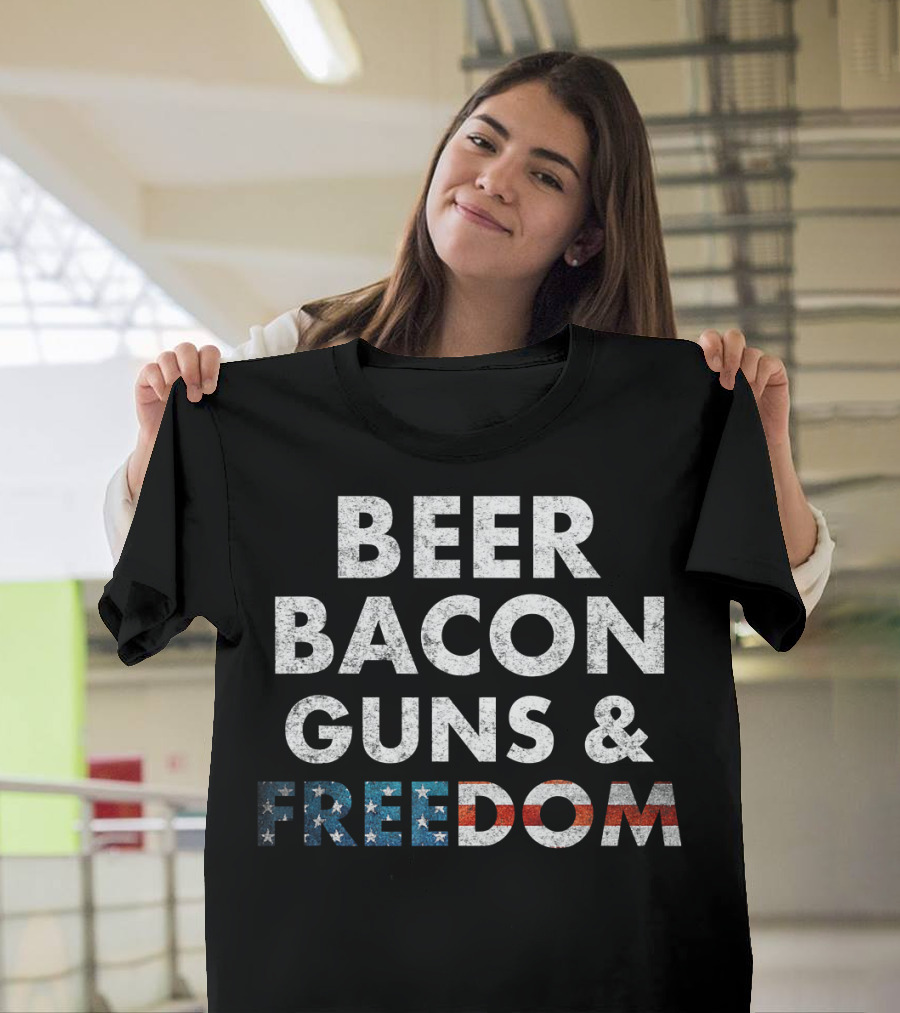 Beer Bacon Guns Freedom USA T-Shirt