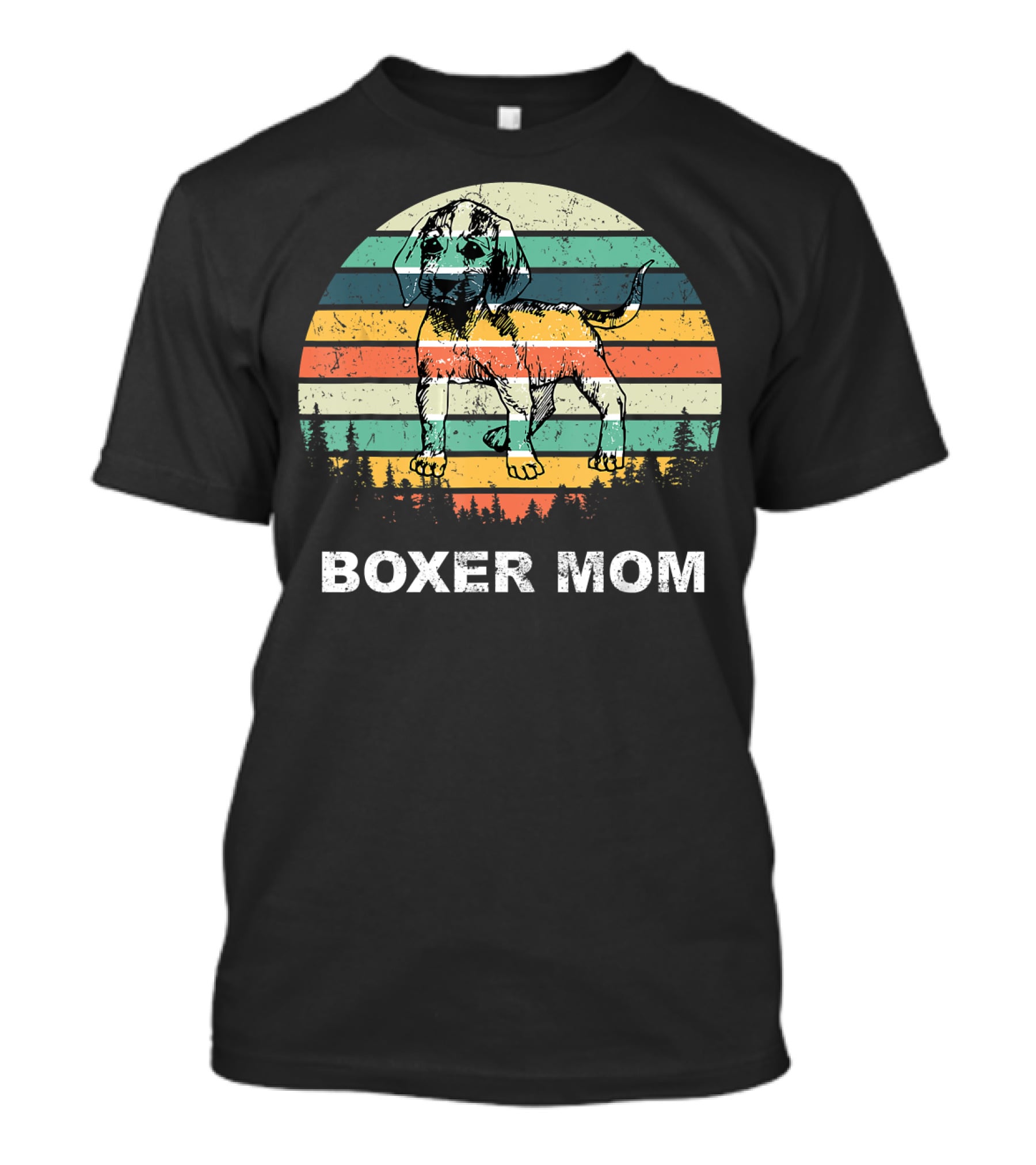 Boxer Mom Vintage Sunset Stripes T-Shirt