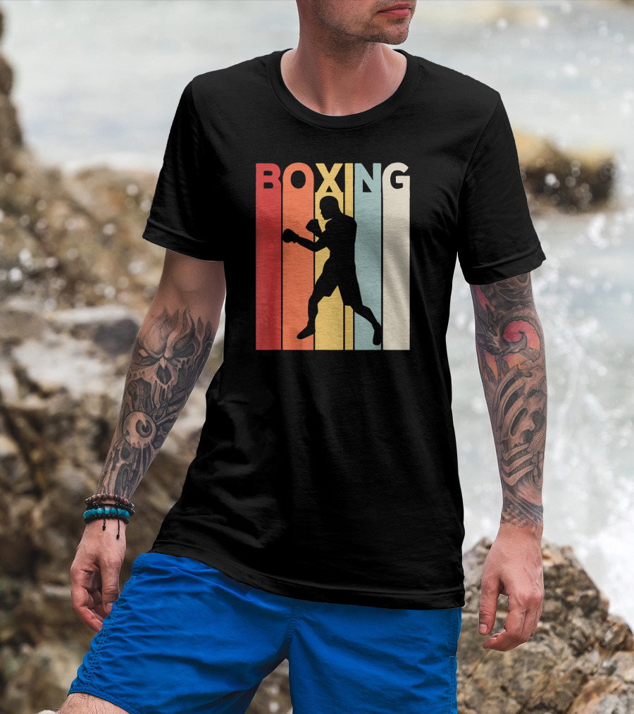 Vintage Boxing Boxer Silhouette Retro Sport Fight T-Shirt