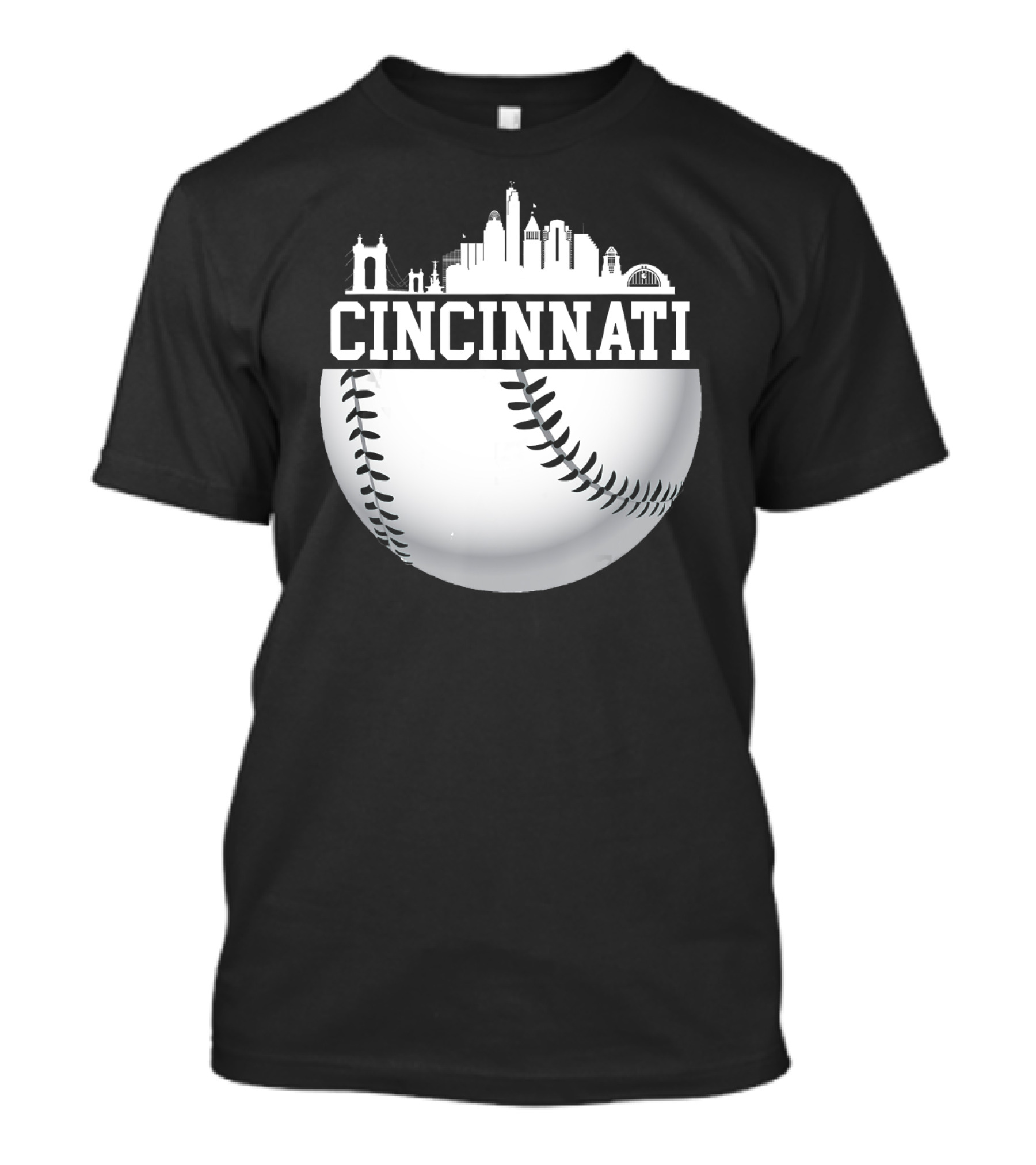 Cincinnati Skyline Baseball Vintage Downtown Cityscape T-Shirt