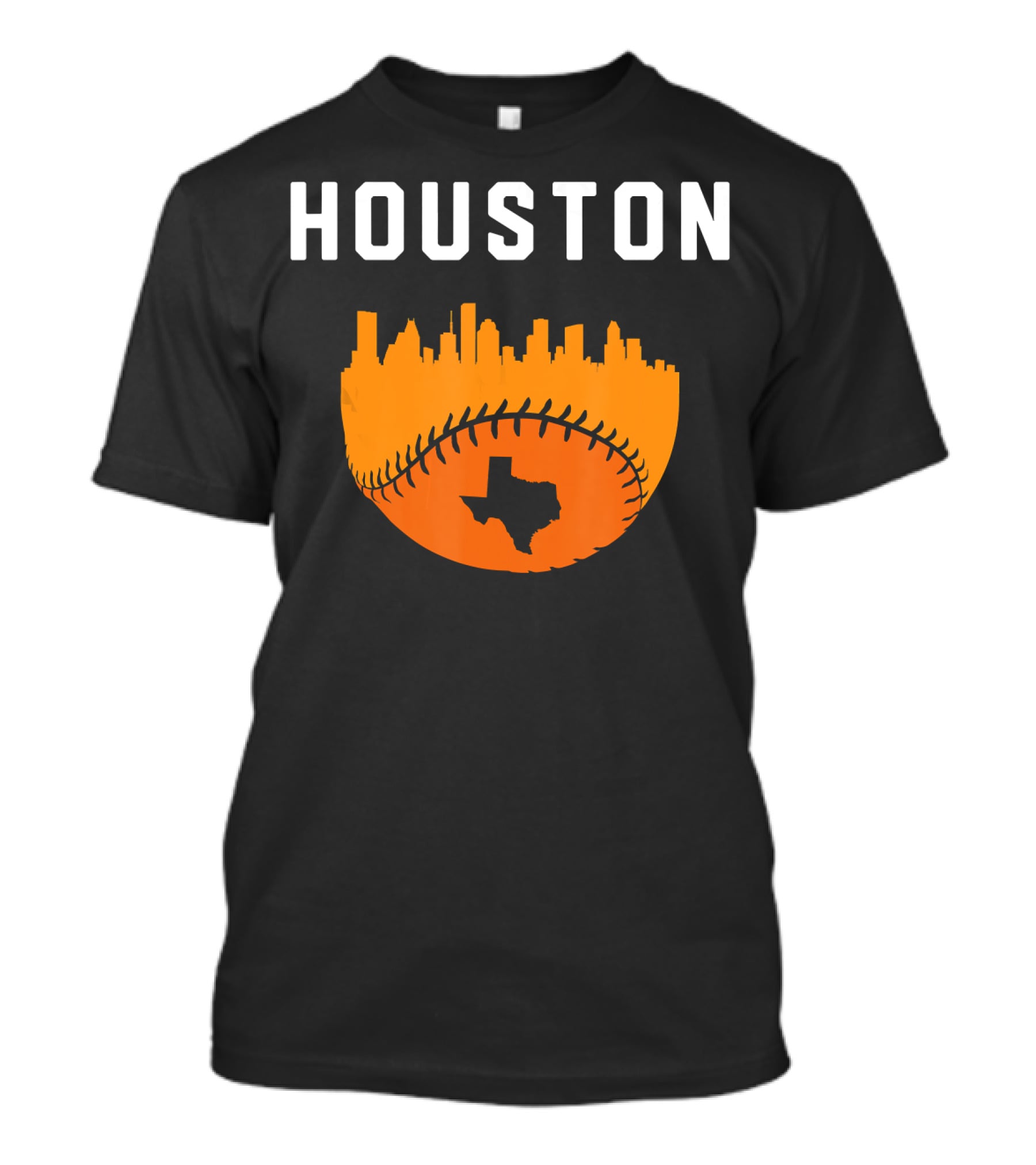Houston Texas Cityscape Vintage Baseball Skyline T-Shirt