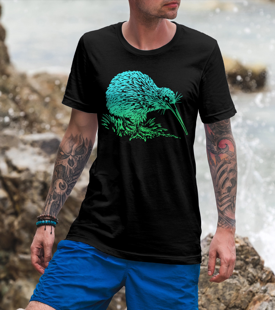 Vintage Neon Kiwi Bird Awesome Retro T-Shirt