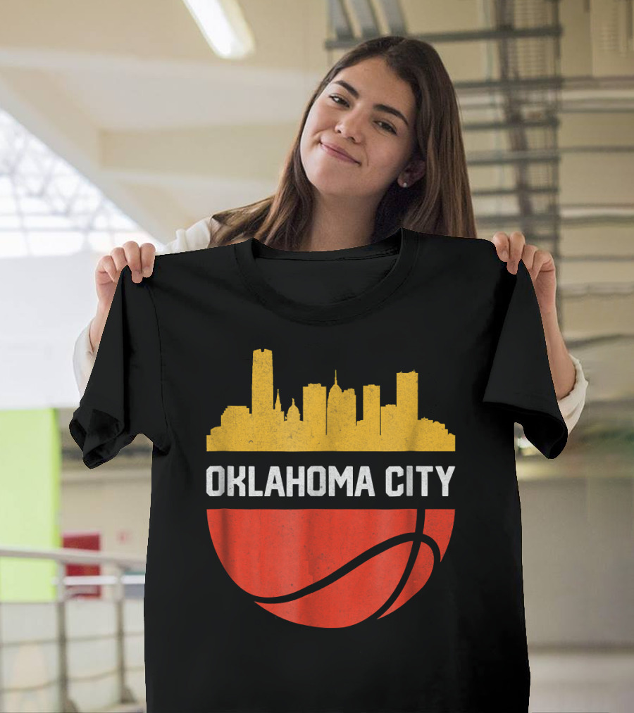 Oklahoma City Basketball Skyline Vintage T-Shirt