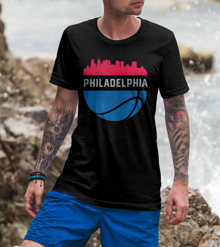 Philadelphia Cityscape Basketball T-Shirt