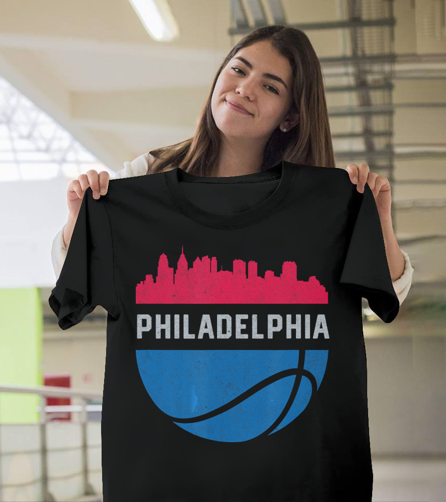 Philadelphia Cityscape Basketball T-Shirt