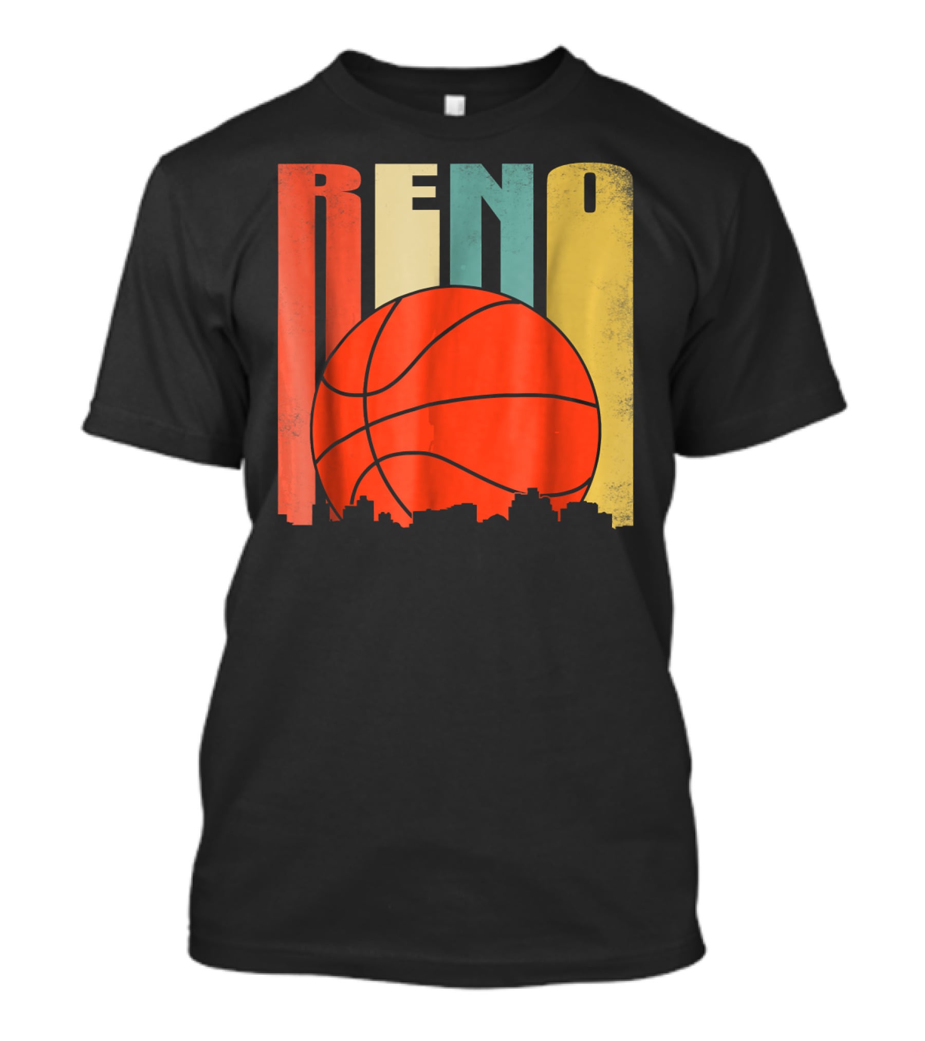 Reno Nevada Retro Basketball Skyline T-Shirt