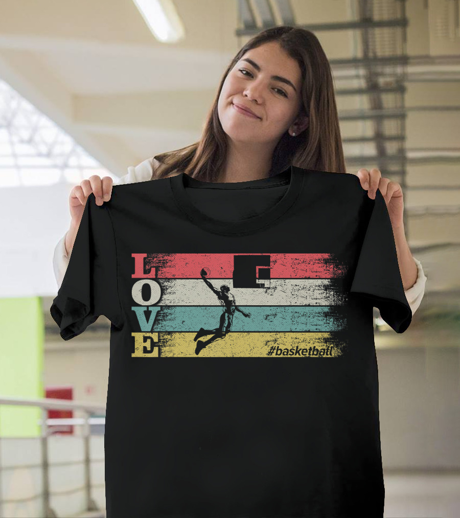 Love Basketball Vintage Sport Team Hashtag Basketball T-Shirt