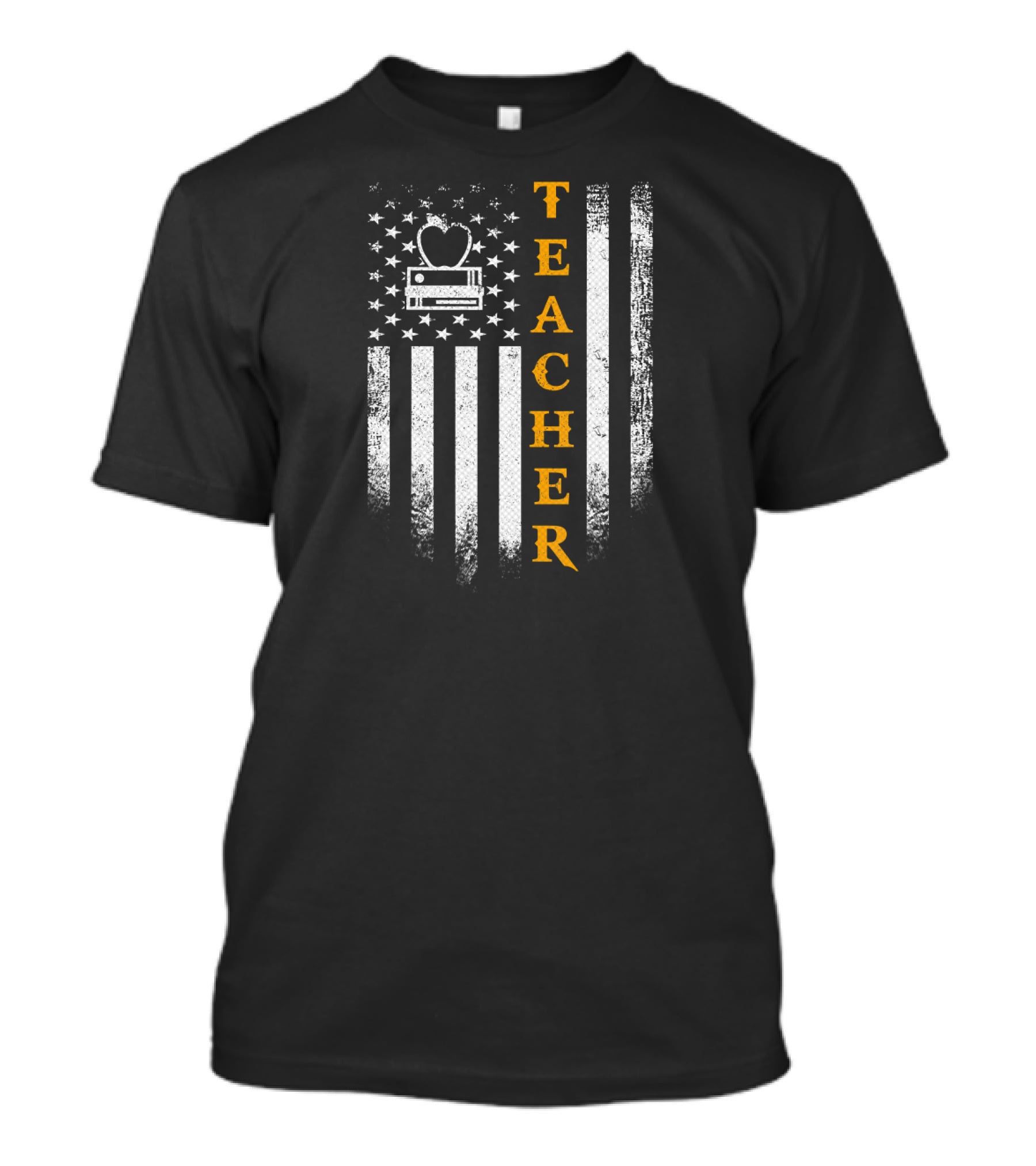 Vintage American Flag Teacher Chalkboard Icon USA Patriot T-Shirt
