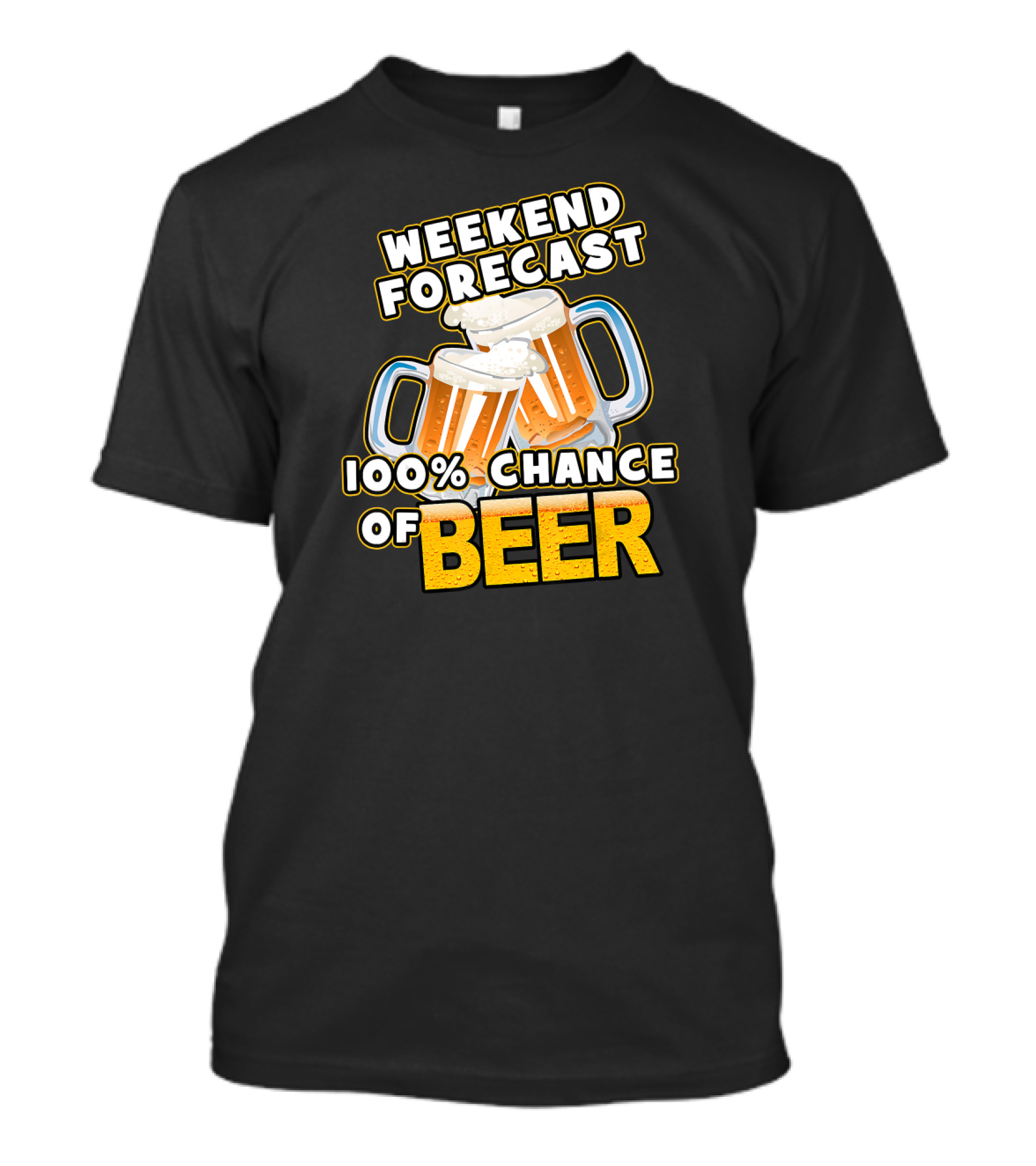 Weekend Forecast 100% Chance Of Beer Two Mugs T-Shirt