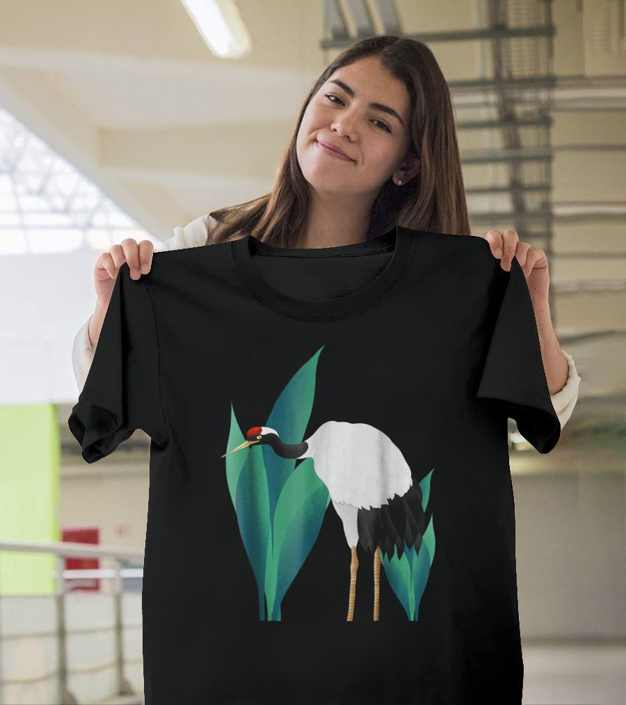 White Bird Snow Crane ing Shan Shu Amidst Greenery T-Shirt