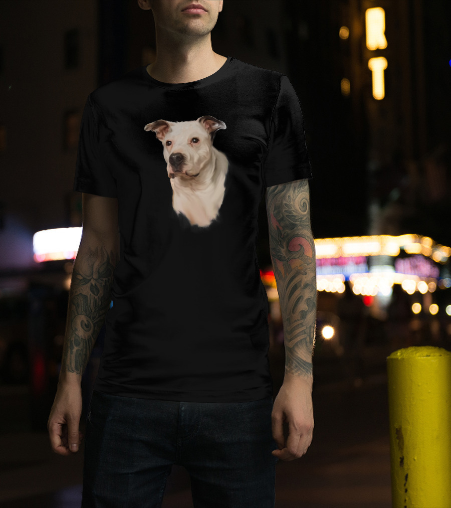 White Pit Bull Dog Portrait For Pitbull Lovers T-Shirt