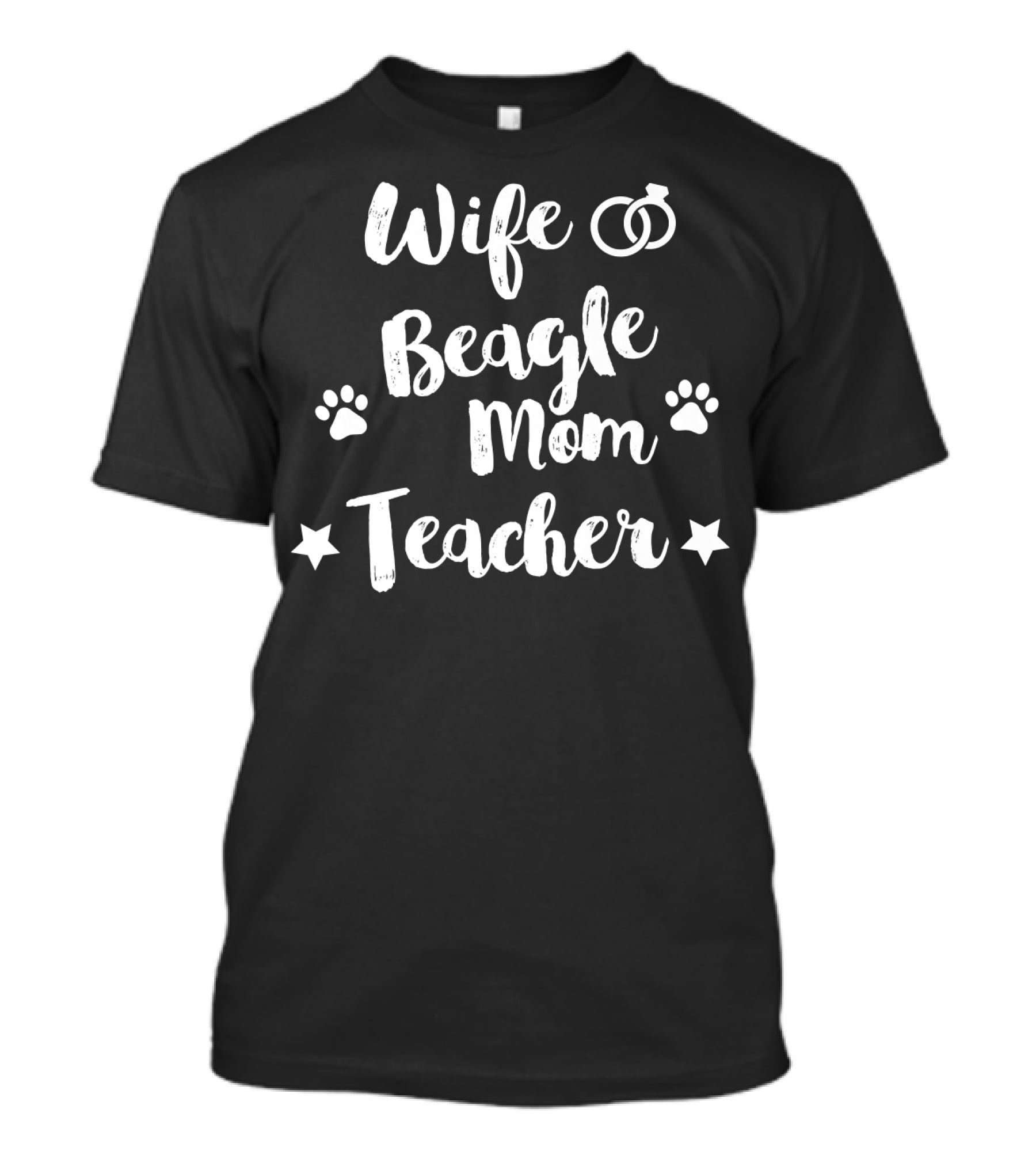 Wife Beagle Mom Teacher Dog Lover Paws Stars Rings T-Shirt