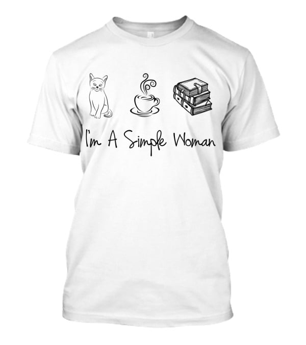 I'm A Simple Woman Cute Cat Coffee Books T-Shirt