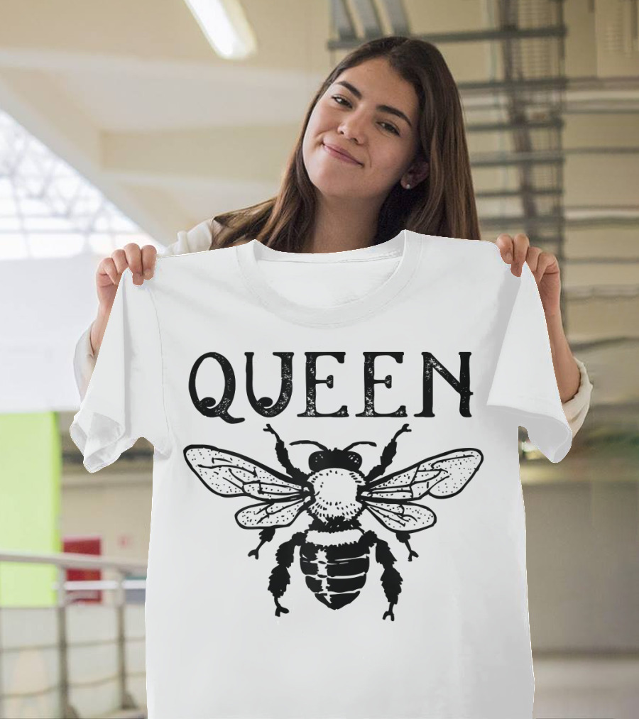 Queen Bee Beekeeper Honey Lover Serene Monarch Insect Emblem T-Shirt