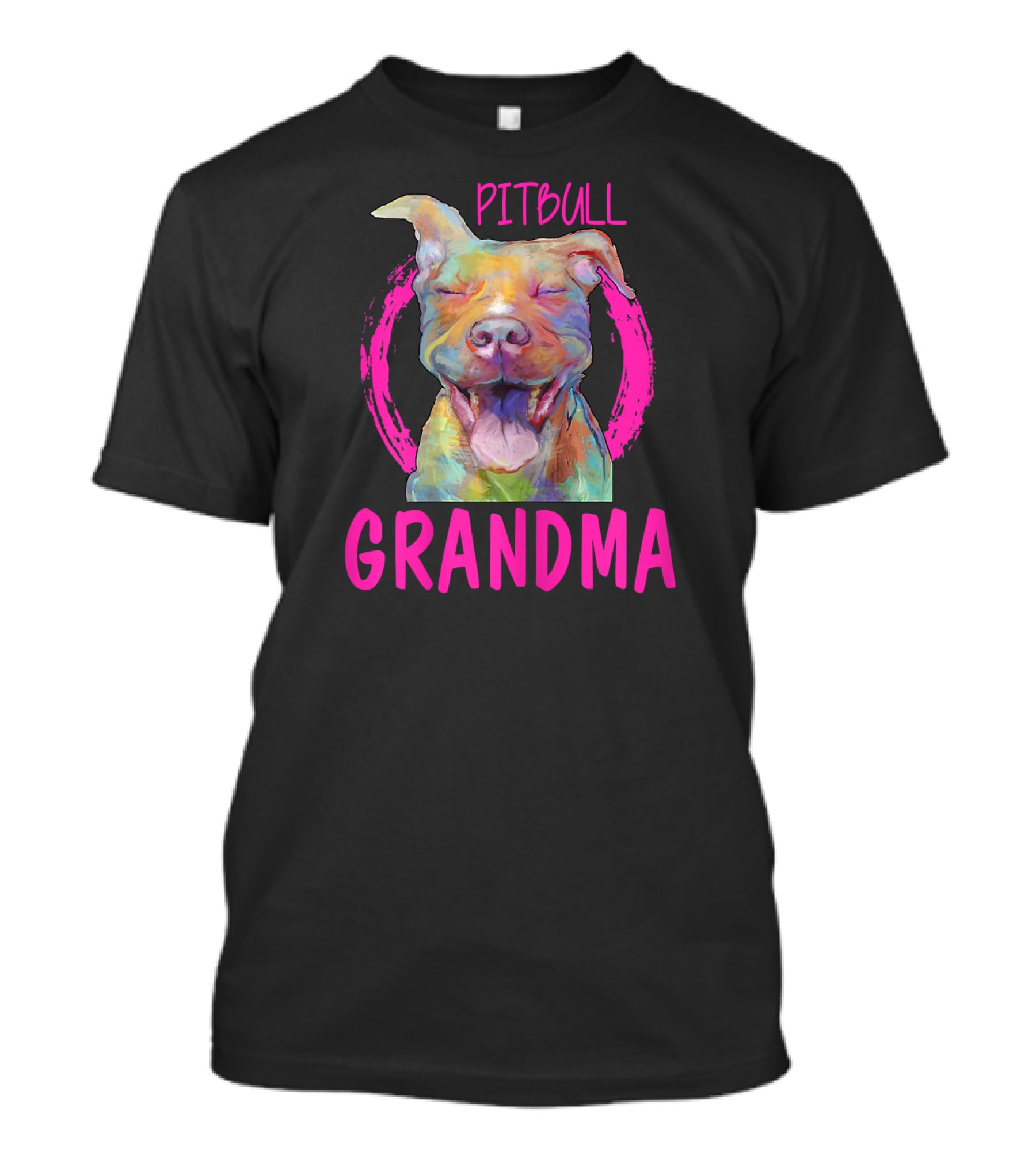 Pitbull Grandma Colorful Happy Dog T-Shirt