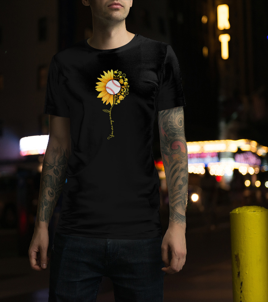 You Are My Sunshine Baseball Sunflower Blossoms T-Shirt