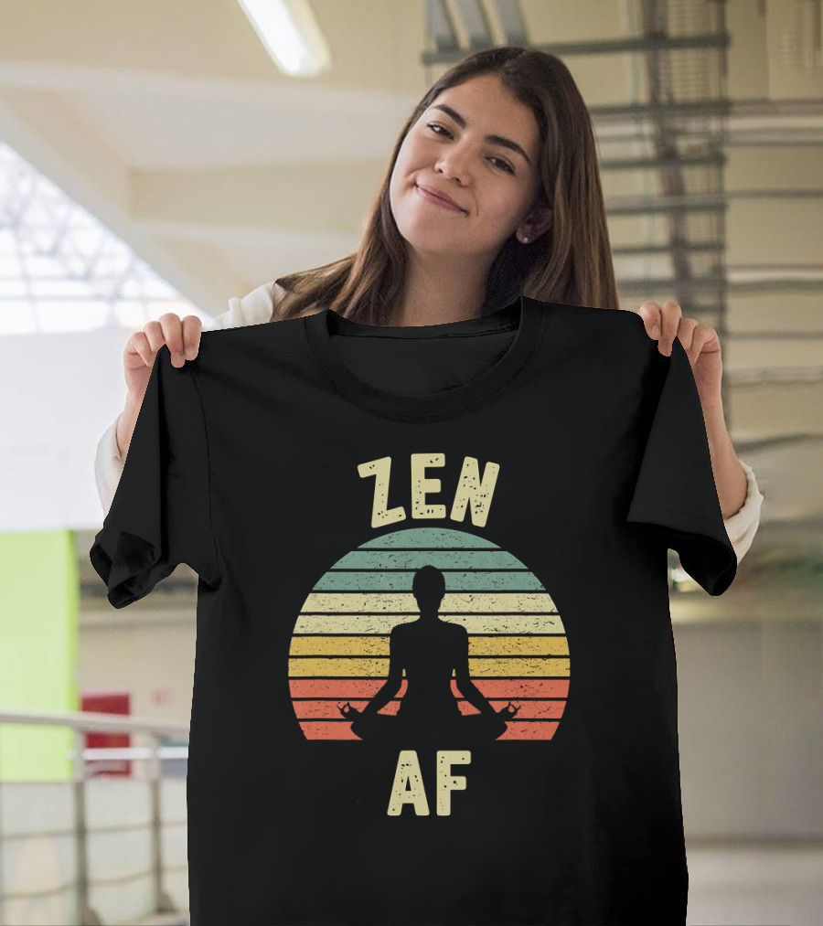 ZEN AF Yoga Retro Sunset Meditation T-Shirt