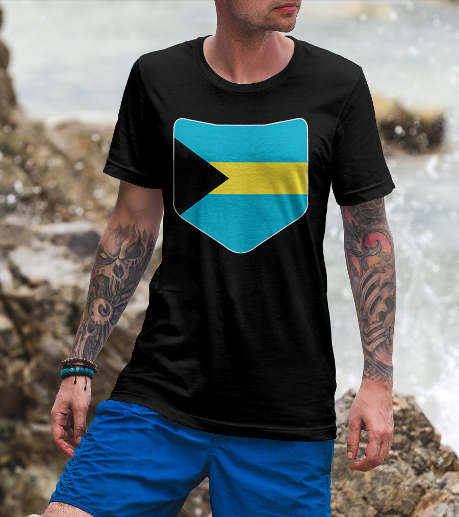 The Bahamas Flag Pocket Design With Bahami Branding T-Shirt