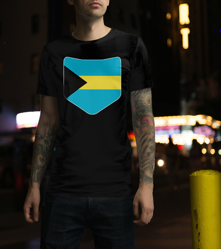 The Bahamas Flag Pocket Design With Bahami Branding T-Shirt