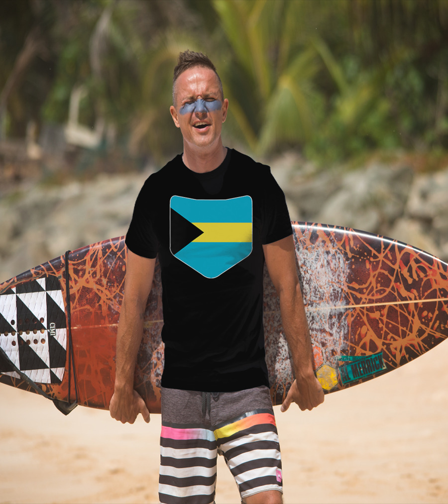 The Bahamas Flag Pocket Design With Bahami Branding T-Shirt