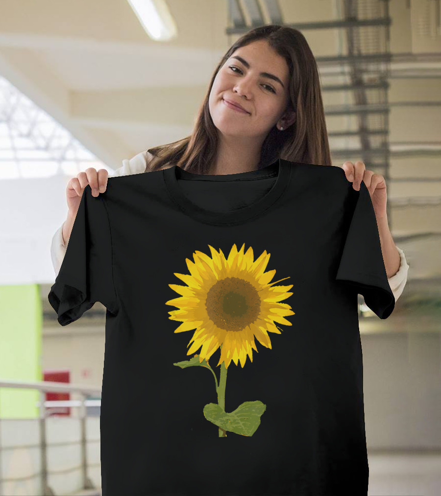 Sunflower Black Background Image T-Shirt