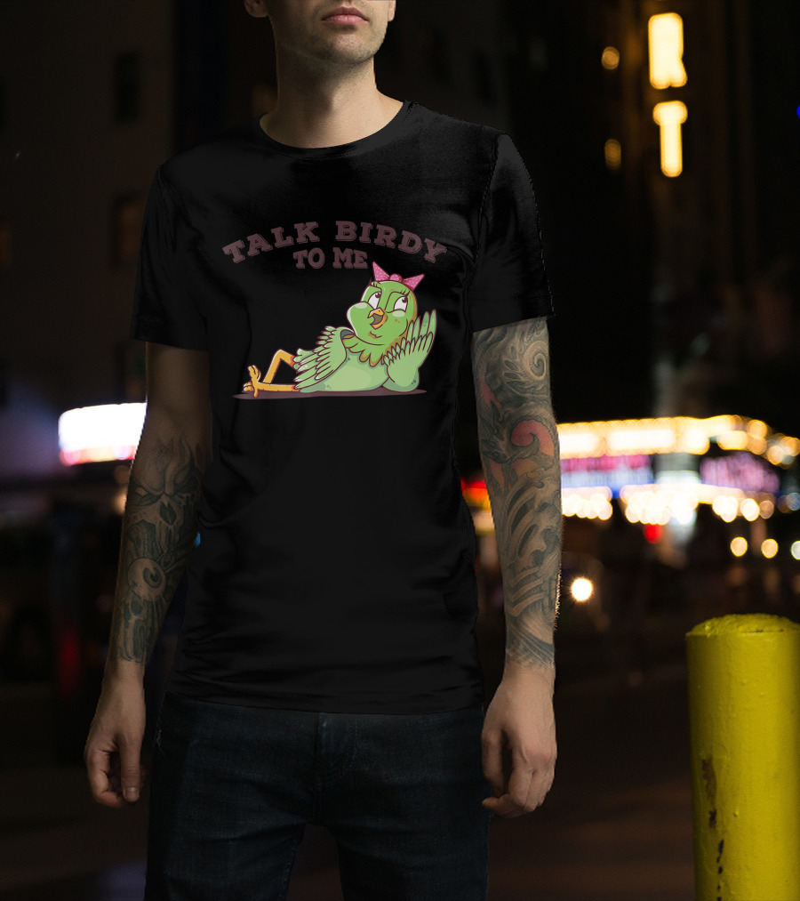 Talk Birdy To Me Funny Parrot Bird Relaxing With Bow T-Shirt