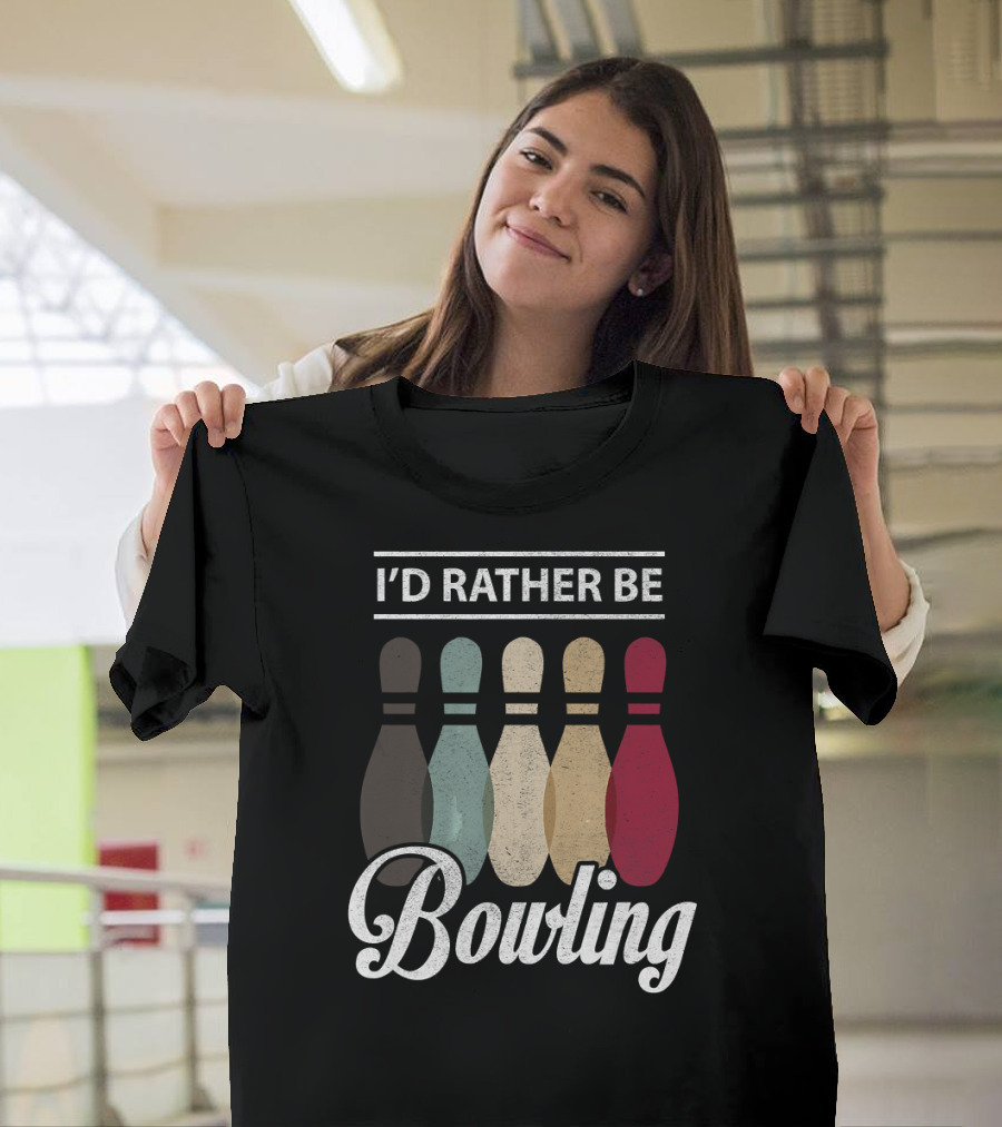 I’d Rather Be Bowling Vintage Bowling Pins T-Shirt