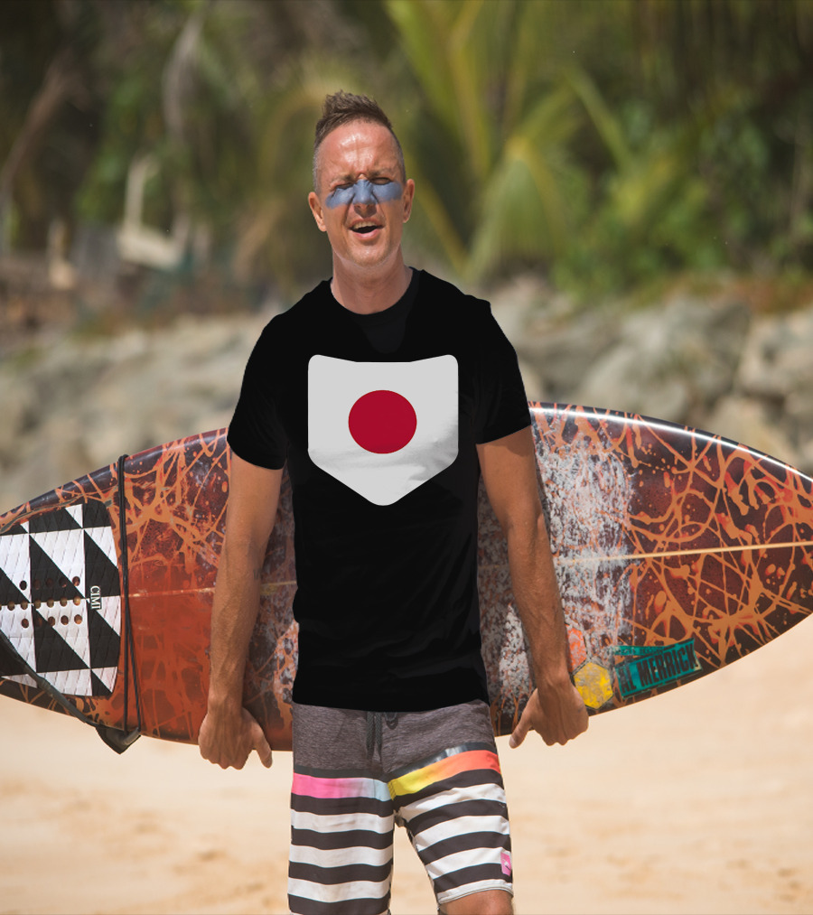 Japan Symbol Emblem With Printed Japanese Flag T-Shirt