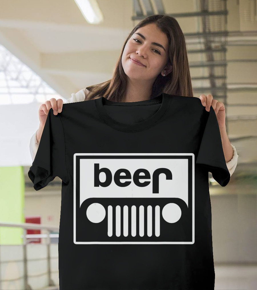 Beer Jeep Grille Parody Funny Upturned Off T-Shirt
