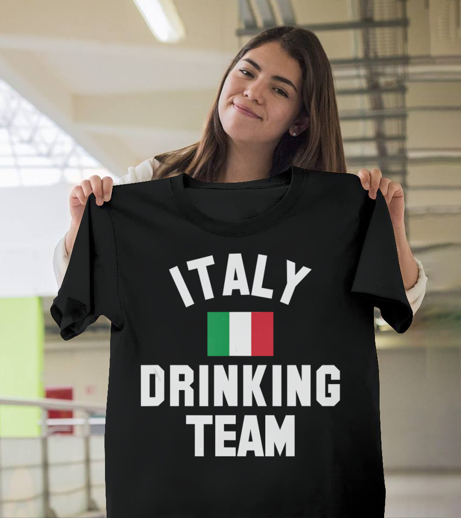 Italy Drinking Team Italy Beer Theme with Italian Flag T-Shirt