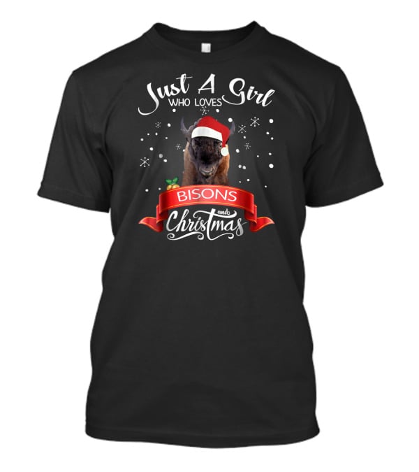 Just A Girl Who Loves Bisons And Christmas T-Shirt