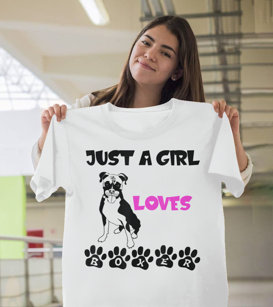 Just A Girl Who Loves Her Boxer Paws T-Shirt