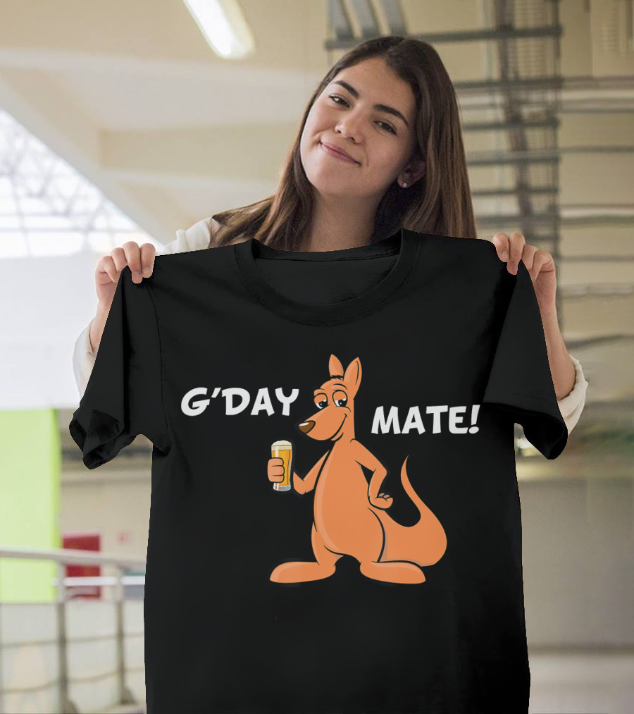 G'Day Mate Kangaroo Holding Beer T-Shirt