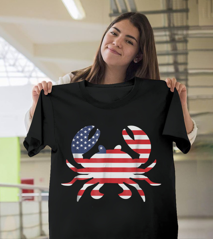 American Flag Crab USA Patriotic T-Shirt