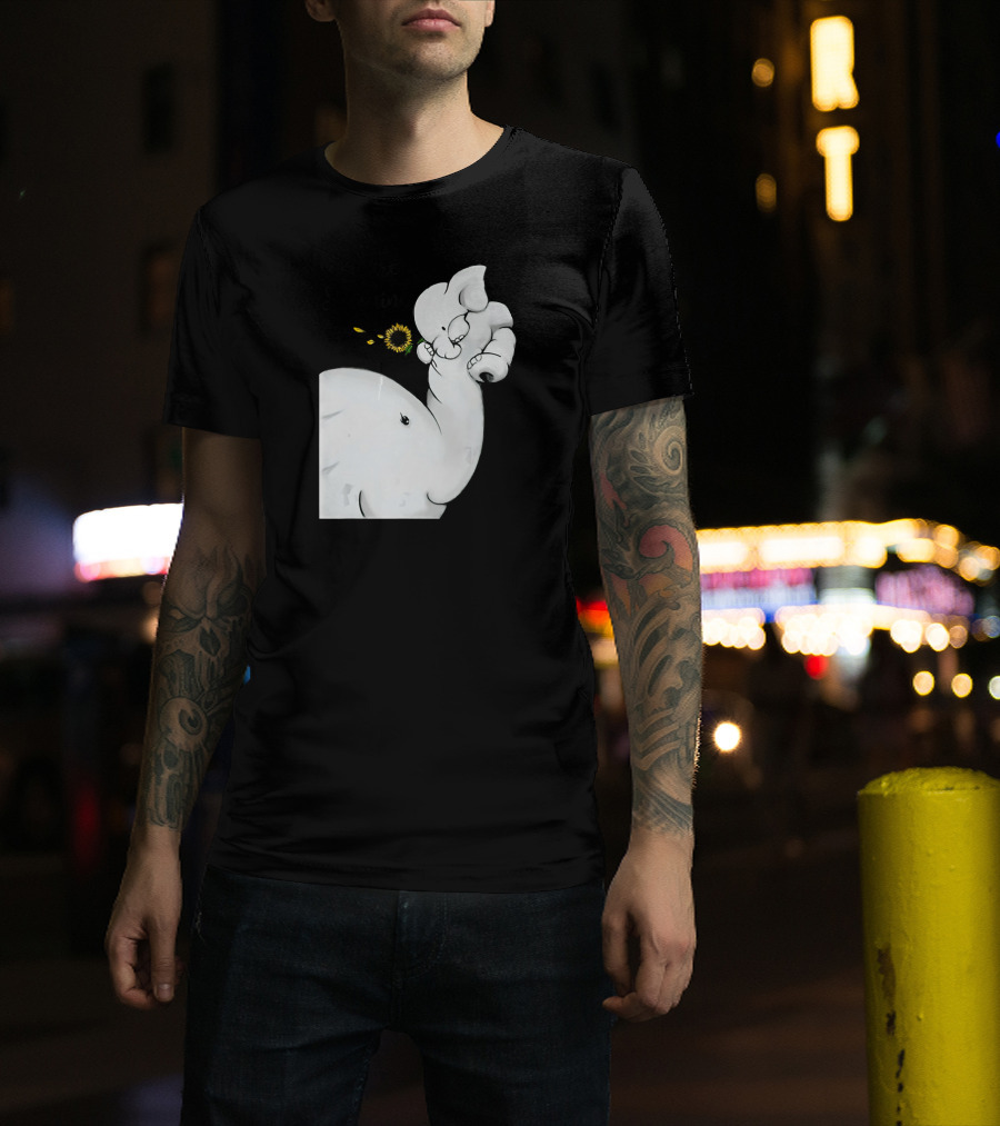Elephant You Are My Sunshine With Flower And Baby Elephant Hugging T-Shirt