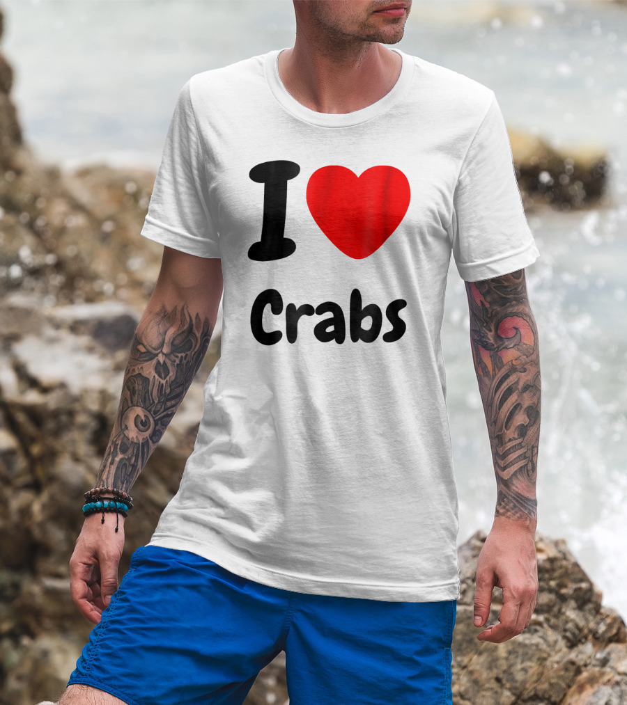 I Love Crabs Heart <3 Funny Crab T-Shirt
