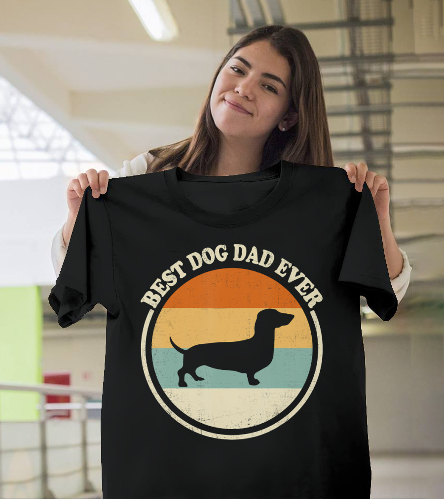 Best Dog Dad Ever Vintage Dachshund T-Shirt