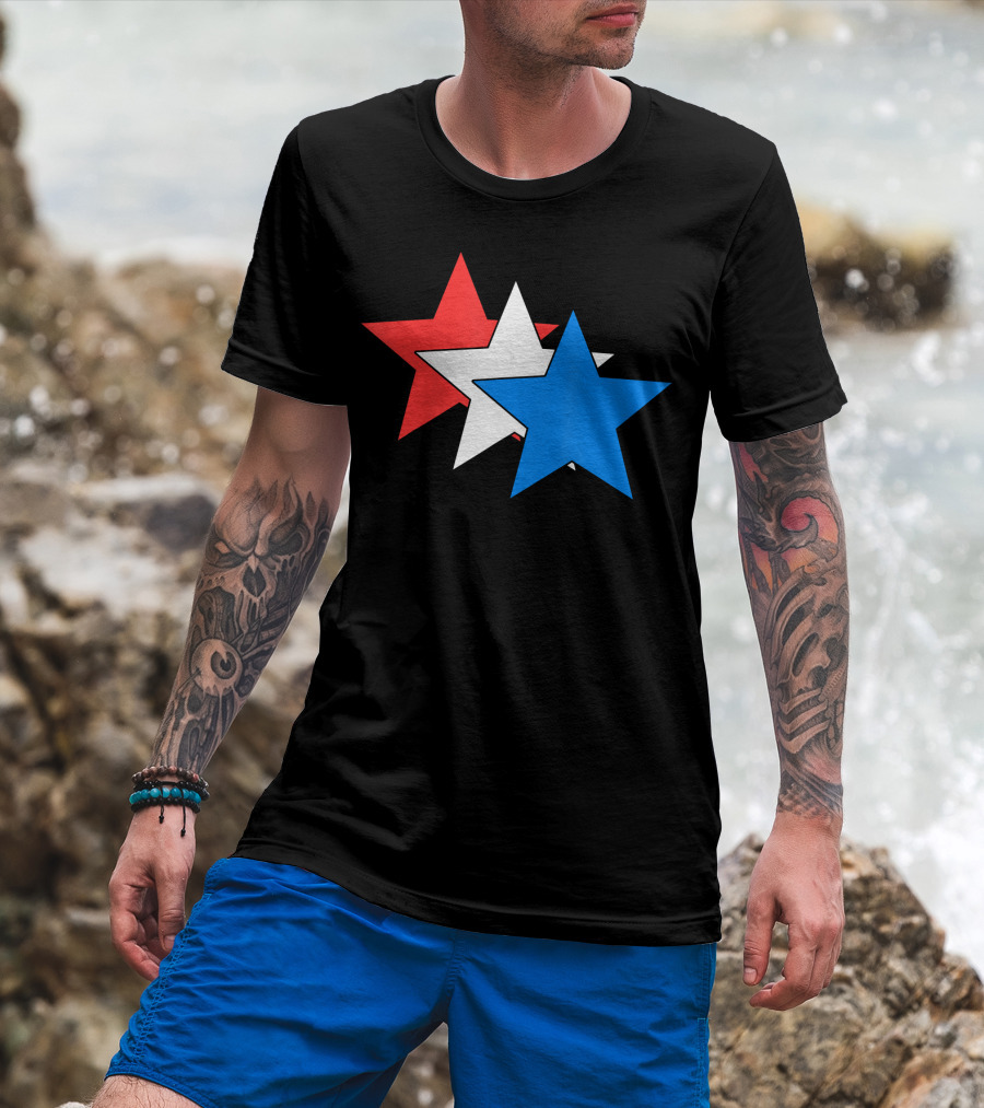 3 Three Stars Red White Blue American USA Fourth T-Shirt