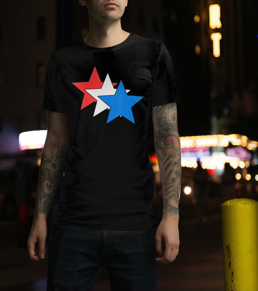 3 Three Stars Red White Blue American USA Fourth T-Shirt