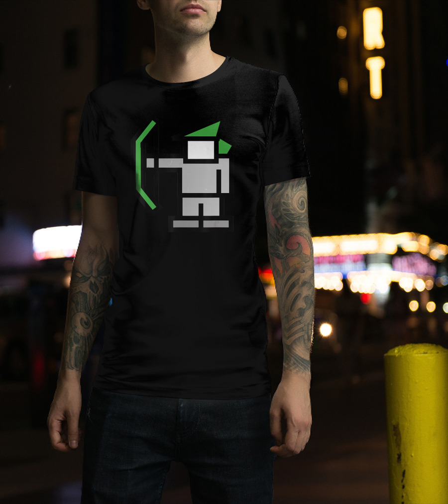 8bit Robin Hood Pixel Bow And Green Hat T-Shirt