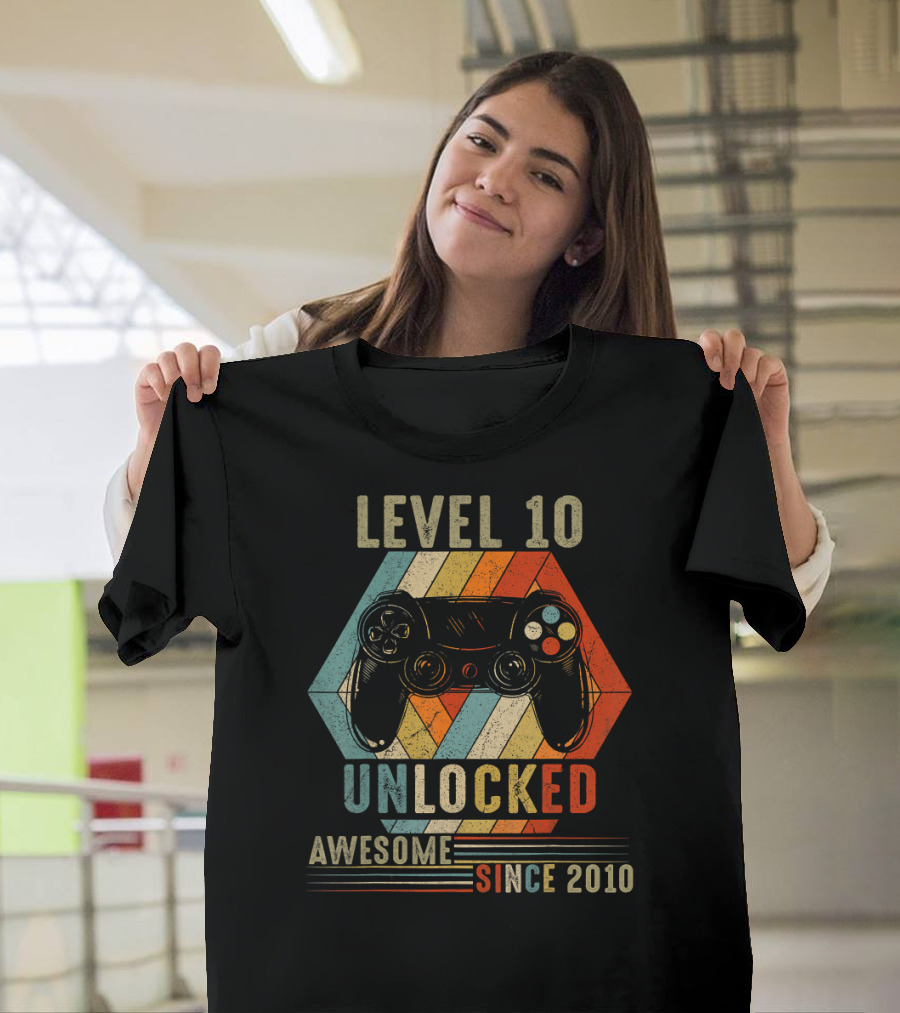 Level 10 Unlocked Awesome Gamer Since 2010 T-Shirt