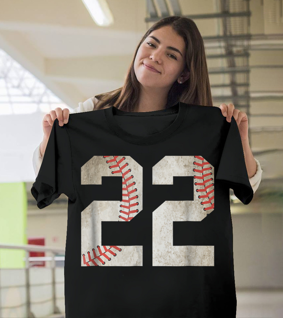 22 Dirt Stitched Baseball Number T-Shirt