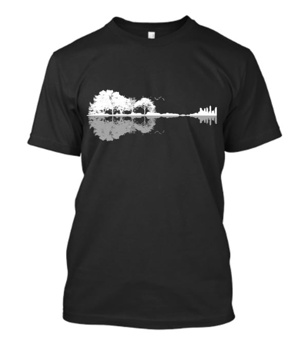 Acoustic Guitar Nature Forest Tree Reflection And Skyline T-Shirt