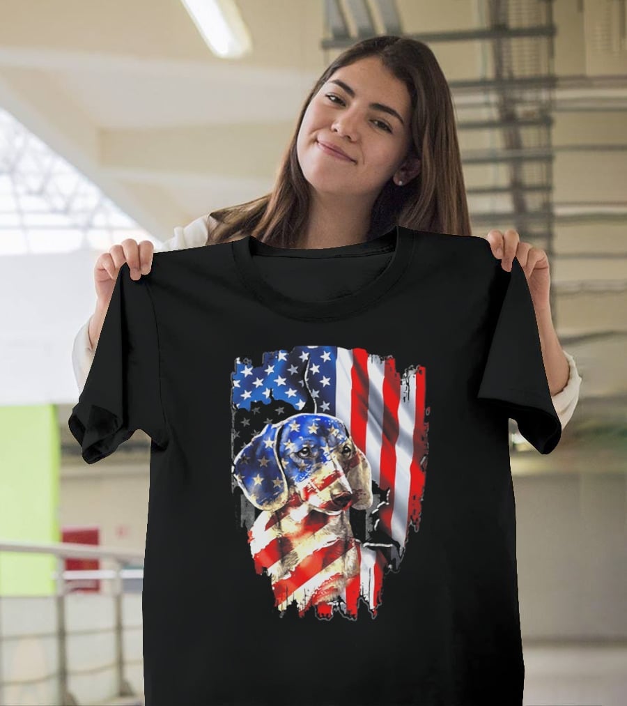 American Flag Dachshund USA T-Shirt