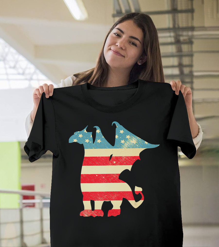 American Flag Vintage Dragon T-Shirt