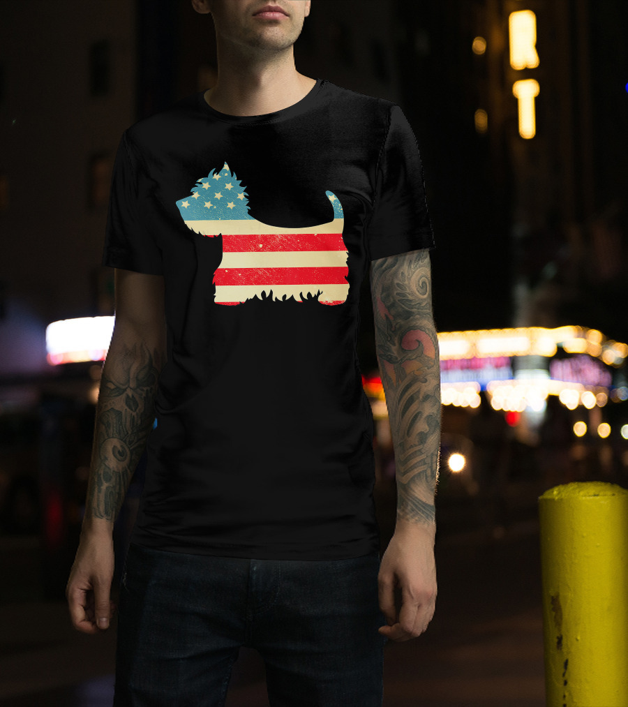 American Flag Vintage Westie T-Shirt